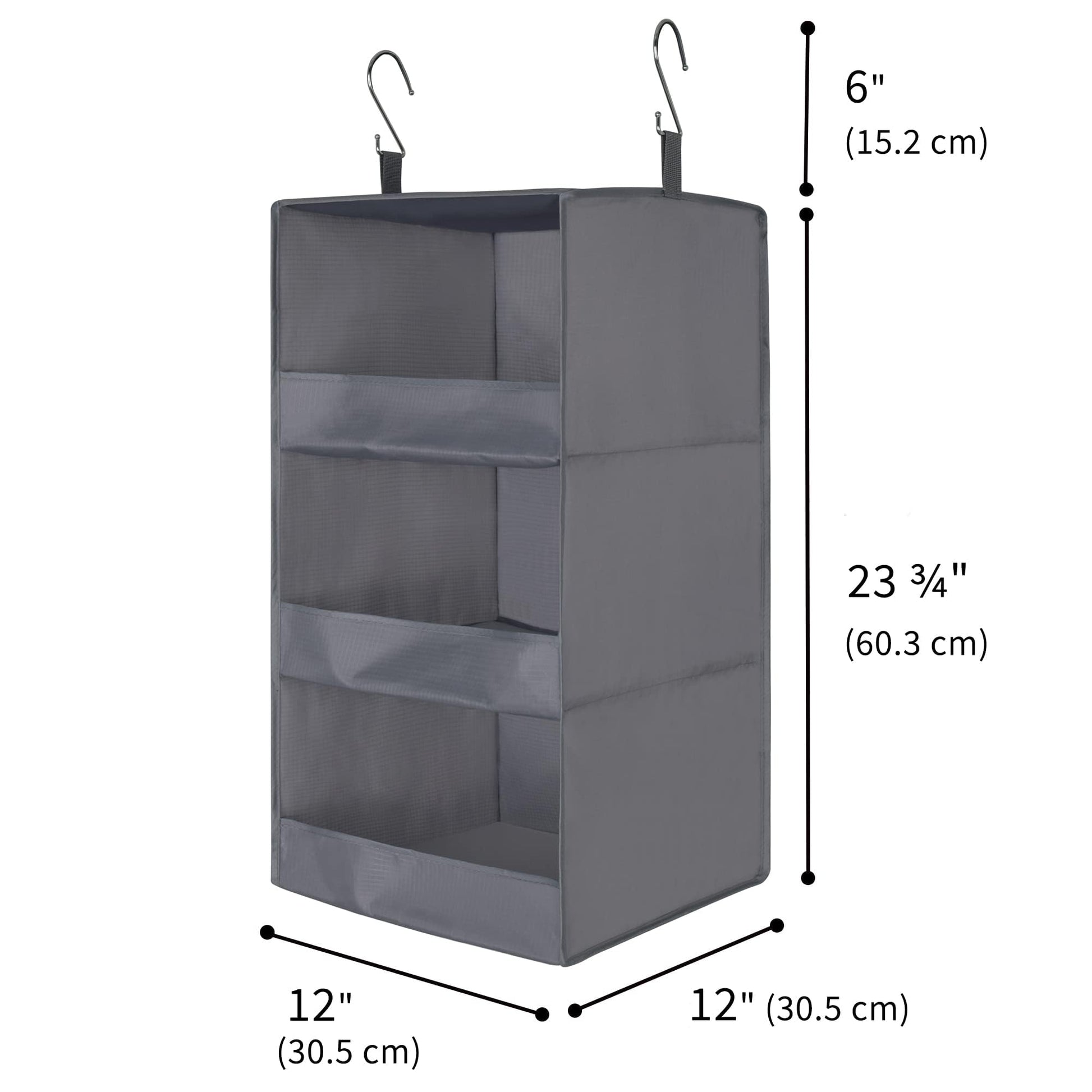 GRANNY SAYS 3-Shelf Hanging Closet Organizer and Storage, Collapsible Hanging Closet Shelves, Hanging Organizer for Closet & RV, Gray, 29 ½" H X 12" W X 12" D, 1-Pack