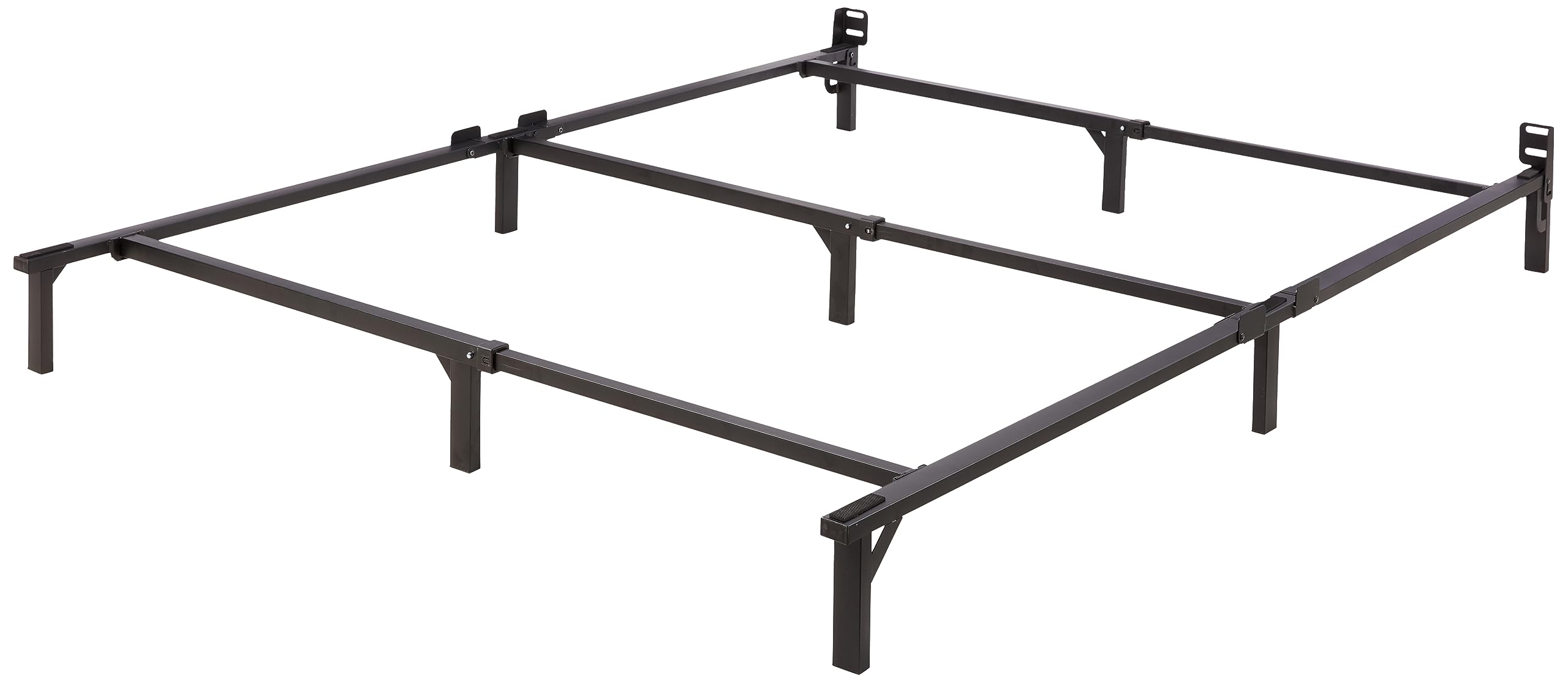 Amazon Basics Metallbettgestell, 9-Bein-Basis für Boxspring und Matratze, Queen, werkzeuglose einfache Montage, 79,5" L x 59,5" B x 7" H, Schwarz