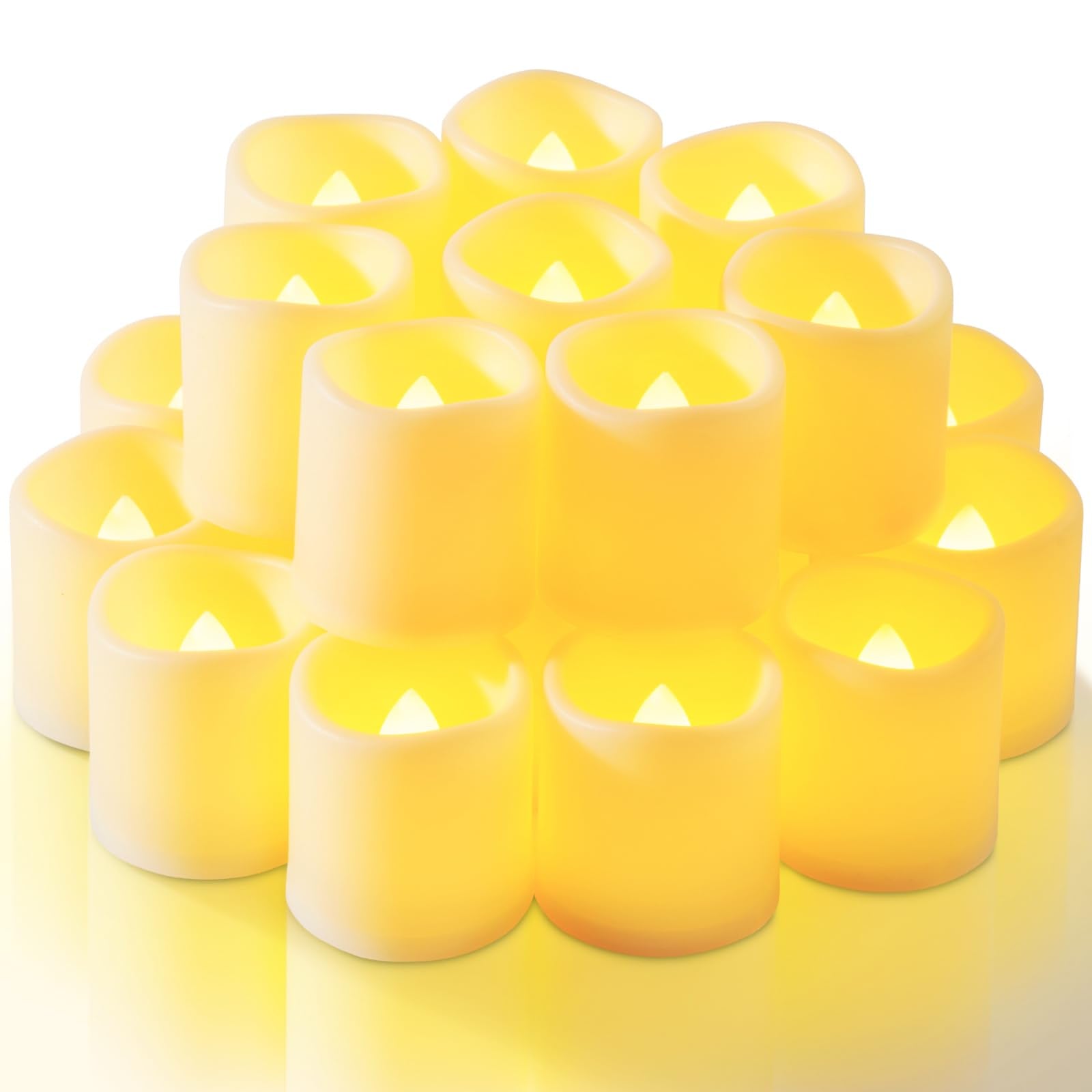 Homemory Flickering Flameless Votive Candles, 12PCS Battery Operated LED Votive Tealight Candles, Realistic Electricn Fake Candle for Easter, Wedding, Table (Battery Included)