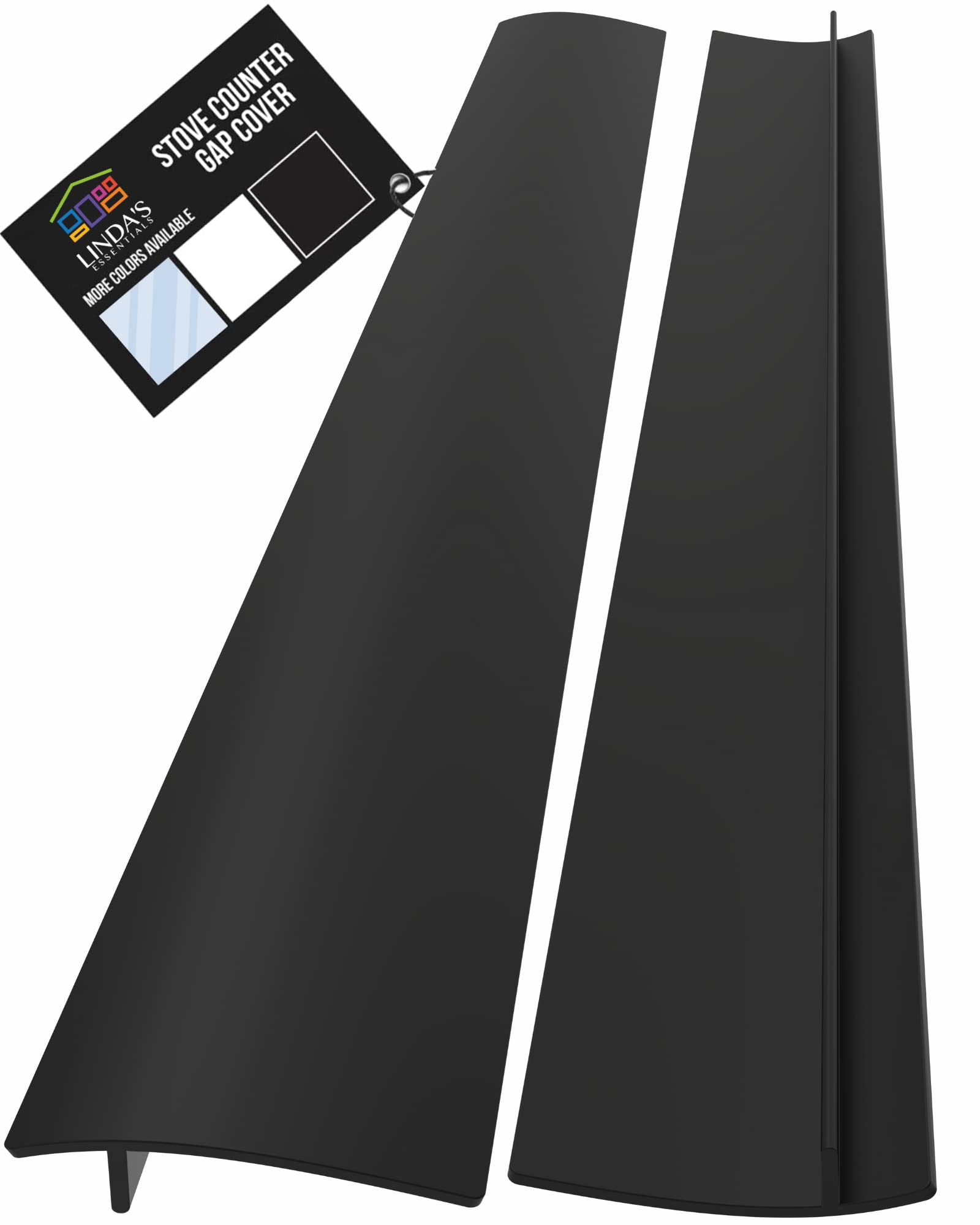 Lindas Essentials Silicone Stove Gap Covers (2 Pack), Heat Resistant Oven Gap Filler Seals Gaps Between Stovetop and Counter, Easy to Clean Stove Gap Guard (21 Inches, Black)