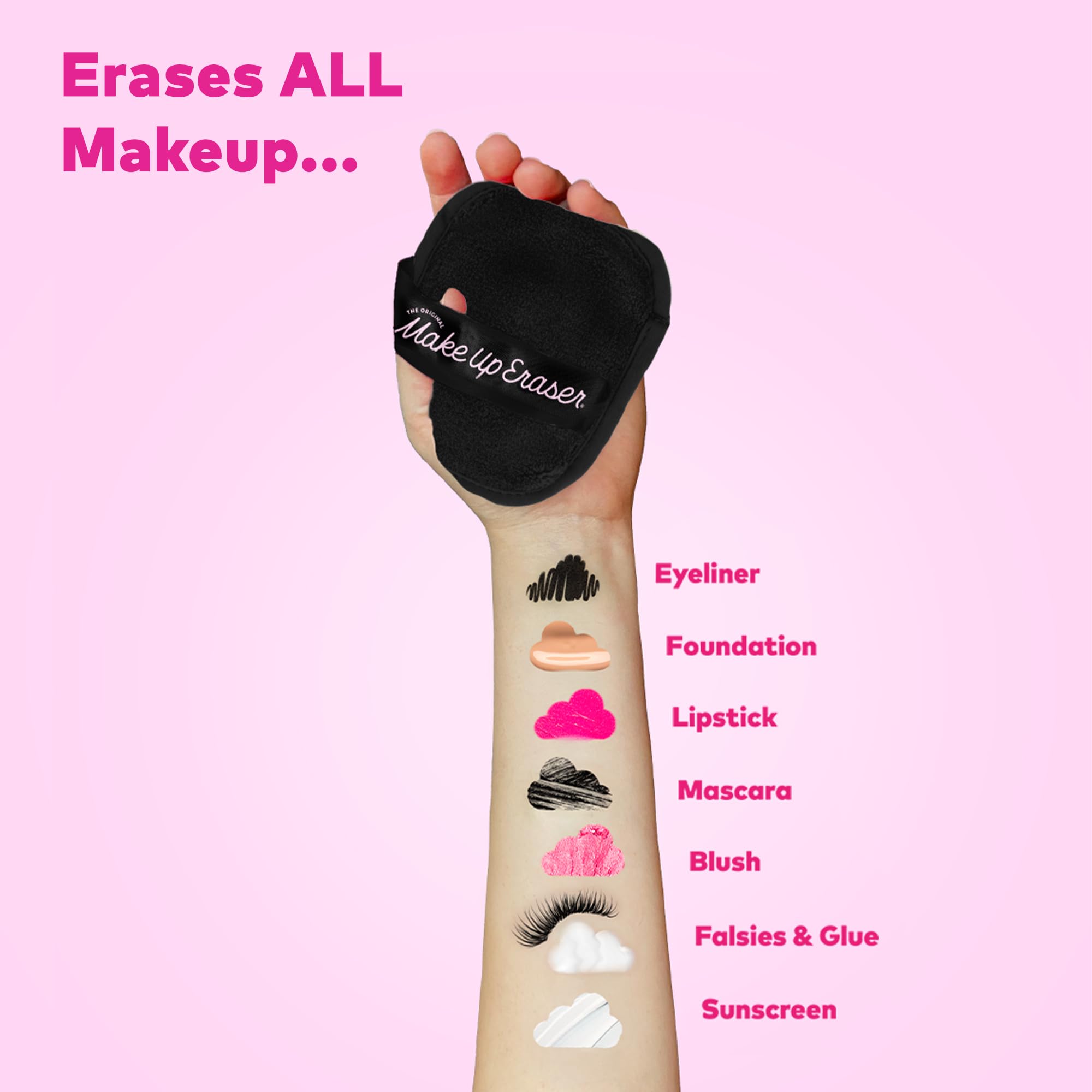 The Original MakeUp Eraser, 7-Day Set, Erase All Makeup With Just Water, Including Waterproof Mascara, Eyeliner, Foundation, Lipstick, Sunscreen, and More! Chic Black, 7ct.