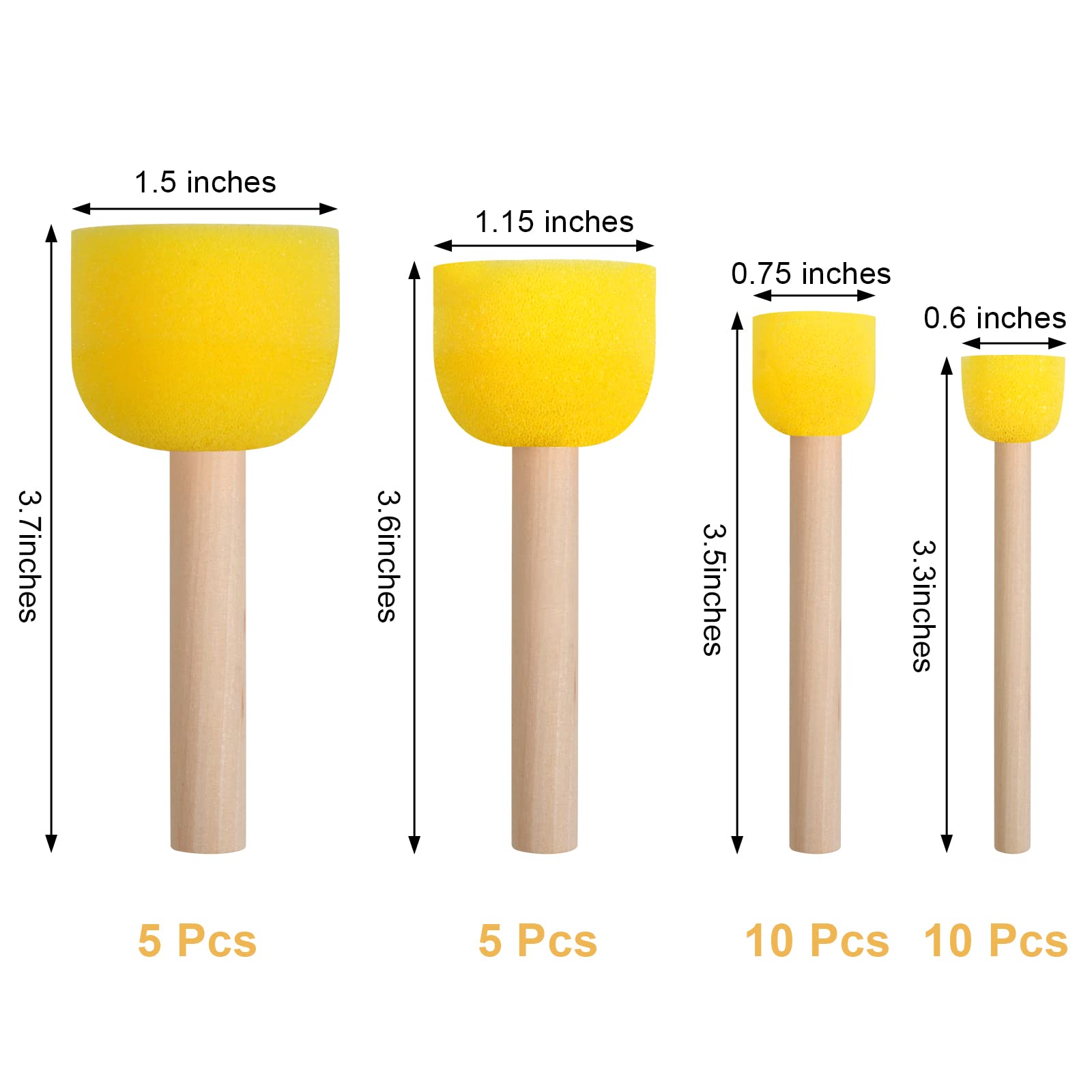 30 Pcs Round Sponges Brush Set, Round Sponge Brushes for Painting, Paint Sponges for Acrylic Painting, Painting Tools for Kids Arts and Crafts (4 Sizes)