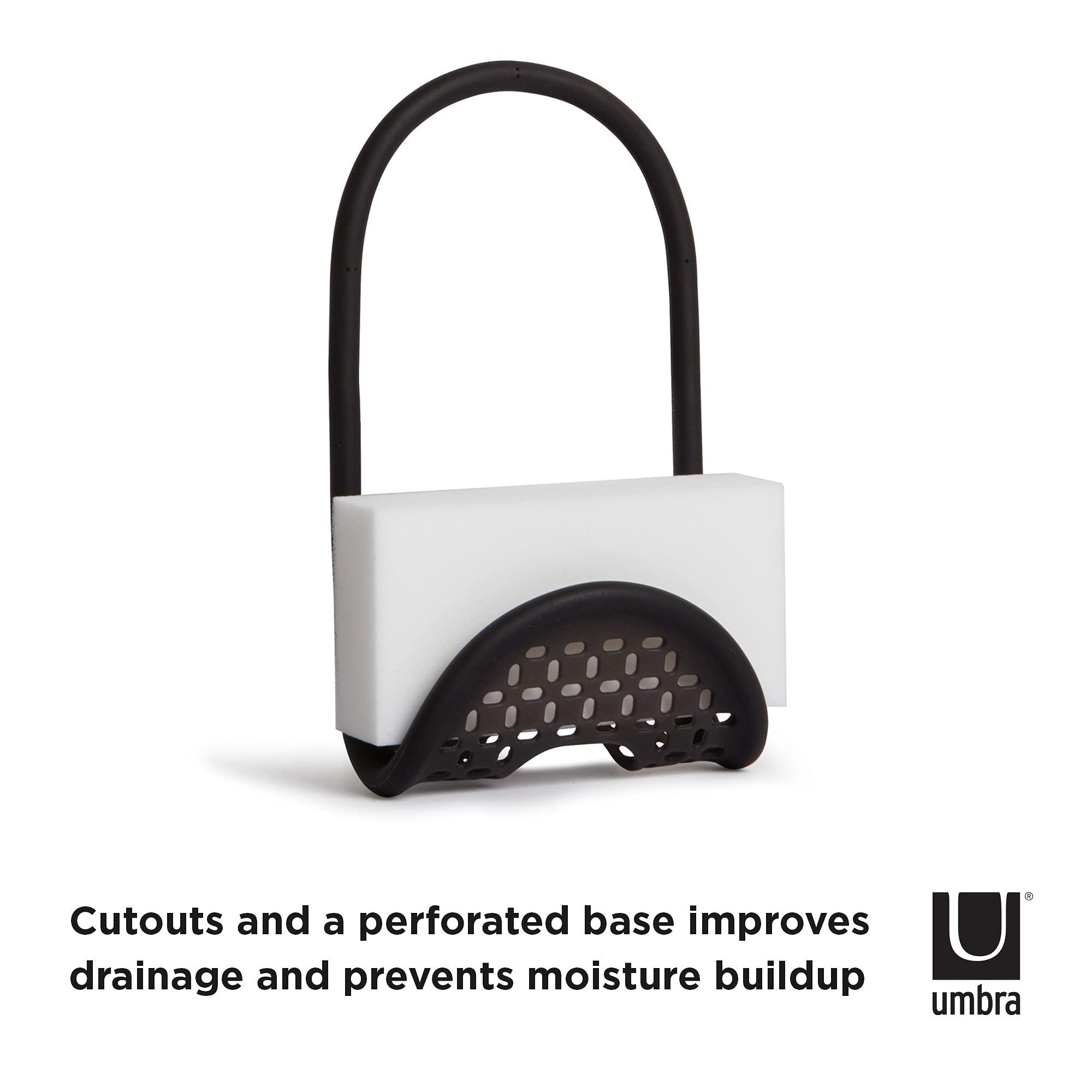Umbra Sling Kitchen Sink Accessory, Single-Sided Sponge Holder, Black
