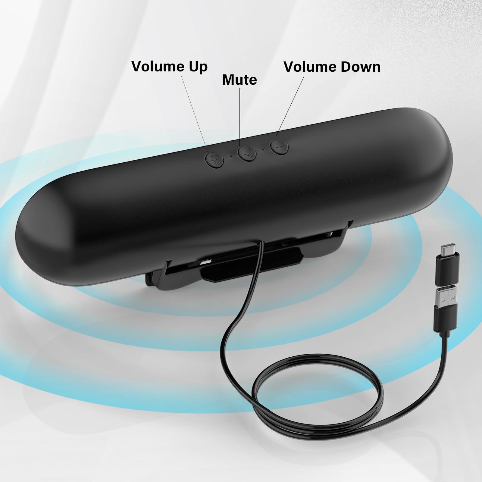 LXTNFU Computer Speakers for Desktop Monitor,Single Speakers for Desktop PC,Laptop Speaker with Loud Sound,Volume Control Easily Clamps to Monitors(USB-C to USB Adapter Included) (Black)