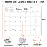 Calendar 2025-18 Months Calendar from January 2025 to June 2026, Wall Calendar 2025-2026 with Thick Paper, 8.5" x 11", Black