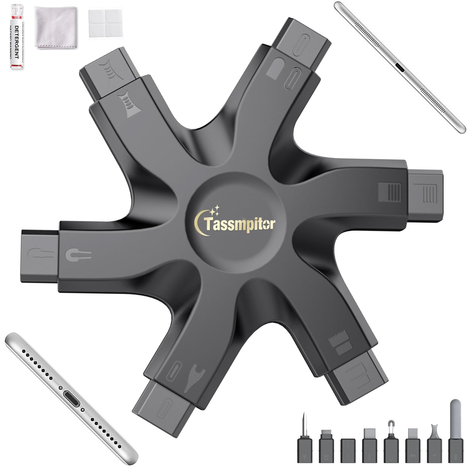 Tassmpitor for iPhone Cleaning Kit Port Cleaner, Repair and Restore Tool for iPad Pro Watch Cell Phone Charging Port, Lightning Charger Cables Speaker Airpod Cleaning Putty Dust for All Devices