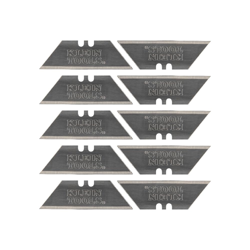 Klein Tools 44124 Utility Knife Blades, Heavy-Duty Steel Replacement Blades with Triple Ground Edges for Long Lasting Sharpness, 10-Pack