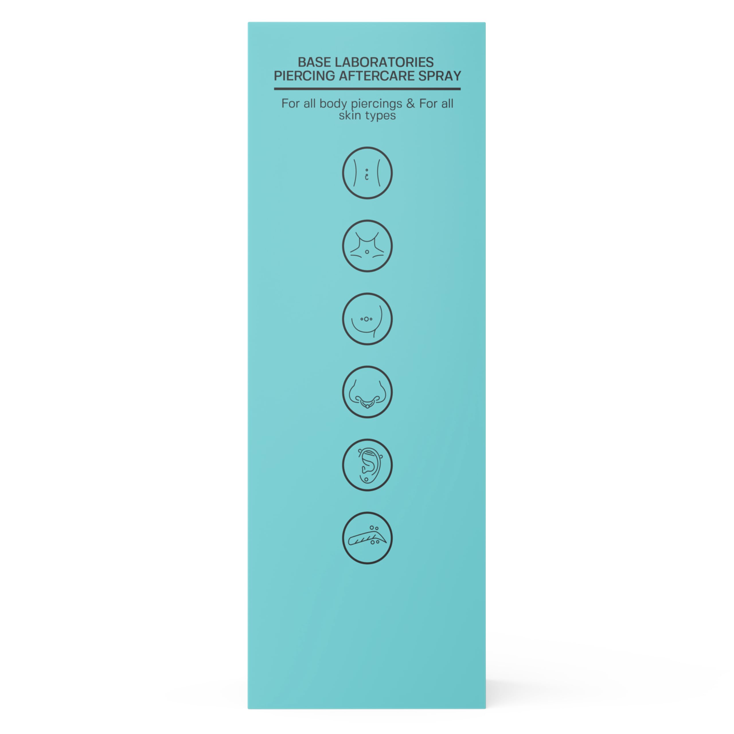 BASE LABORATORIES Piercing Aftercare Spray 4oz | Saline Spray for Piercings | Ear Piercing Cleaner Spray | Saline Solution for Piercings | Piercing & Keloid Bump Removal for Ears, Belly Nose Piercings