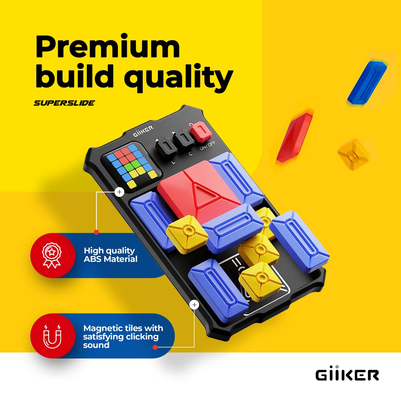 GiiKER Super Slide Puzzle Games, Original 500+ Challenges Brain Teaser Puzzle, Toys for Kids Teens, Travel Games Birthday Gifts Stocking Stuffers for Boys Girls, Activities for Road Trips