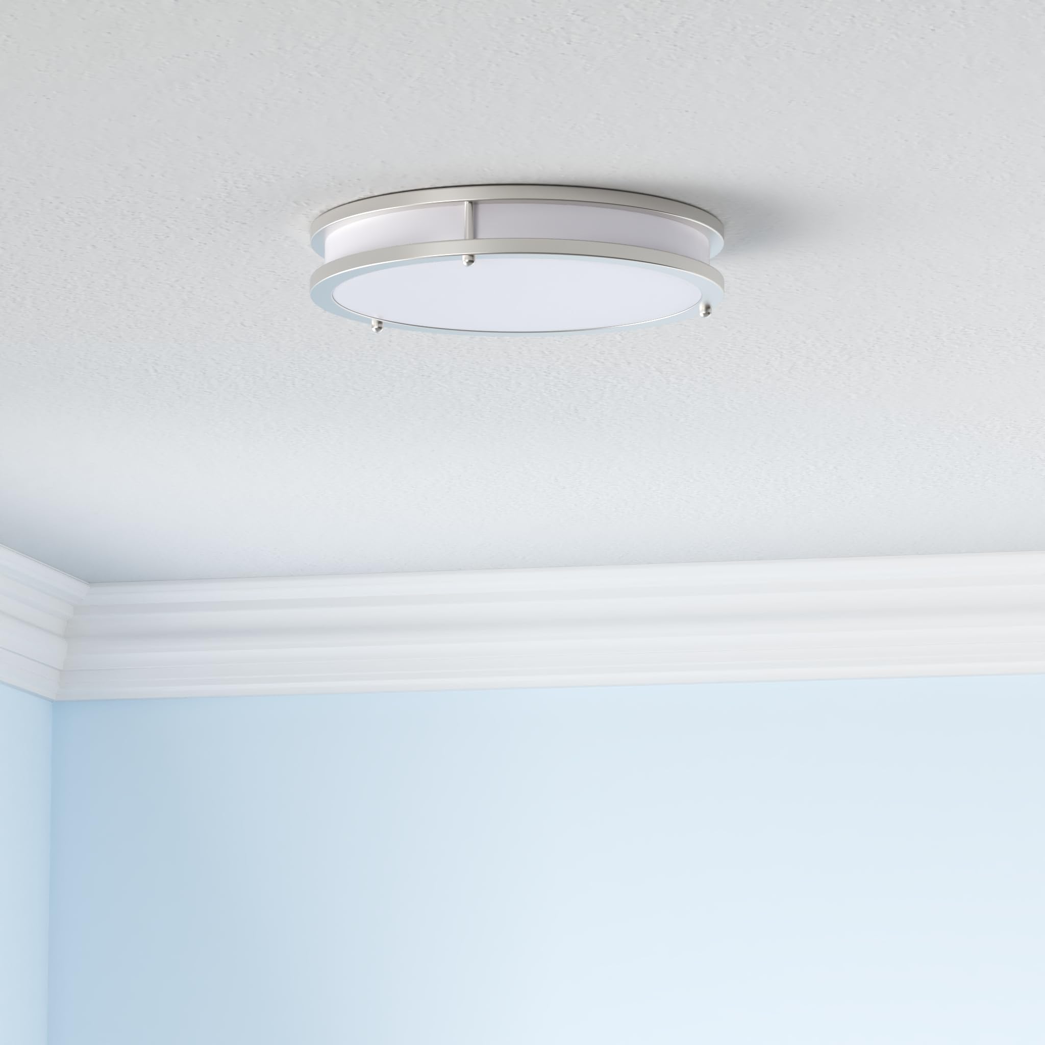 36W LED Ceiling Lights for Bedroom Kitchen, 3600lm Super Bright, Dimmable Flush Mount Light Fixtures 6500K/5000K/4000K/3000K/2700K Adjusted Modern Lamps 2PACK, 13 Inch, Nickle