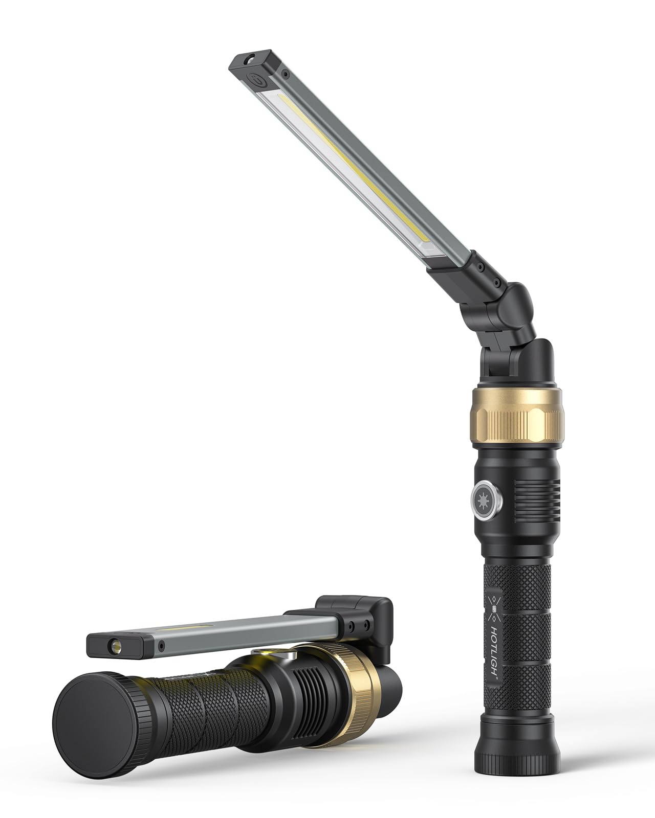 HOTLIGH Wiederaufladbare Arbeitsleuchte - 5000mAh Magnetische Taschenlampe mit 360 Grad drehbarem, faltbarem Design, 1200 Lumen LED-Arbeitsleuchte, 3 Beleuchtungsmodi Mechanikerlampe für Autoreparatur/Notfall