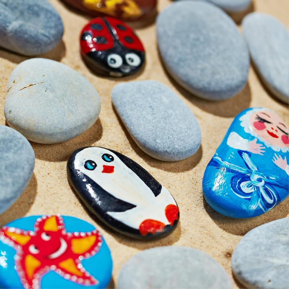 PGN 40 Large River Rocks for Painting - Stimulate Your ChildrenÃ¢ÂÂs Creativity with Our Painting Rocks for Kids - Flat and Smooth - Fun & Engaging Rock Painting with The Family - 2-4 Inches