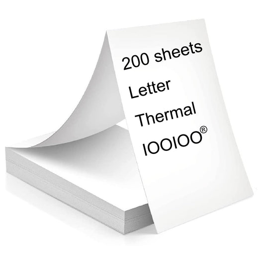 200 pages, thermal printer paper 8.5 x 11, letter, folded, continuous, perforated, quick dry for pen, not 3 proofing, BPA free. For IOOIOO, Peripage, Munbyn, Jadens, Hprt, Phomemo…(lasting 3 years)