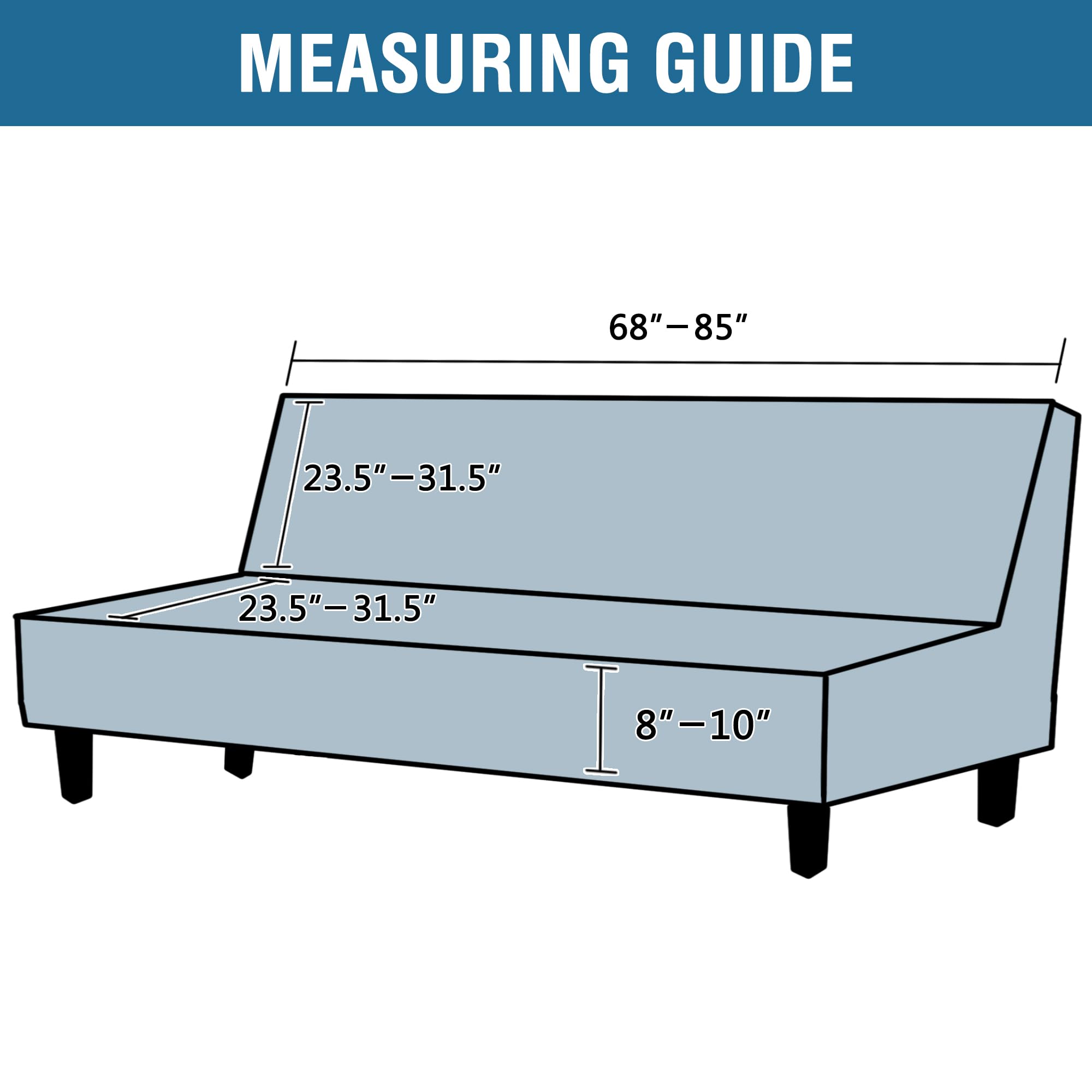 H.VERSAILTEX Armless Futon Cover Stretch Sofa Bed Slipcover Protector Elastic Feature Rich Textured High Spandex Small Checks Jacquard Fabric Futon Cover, Machine Washable, Gray