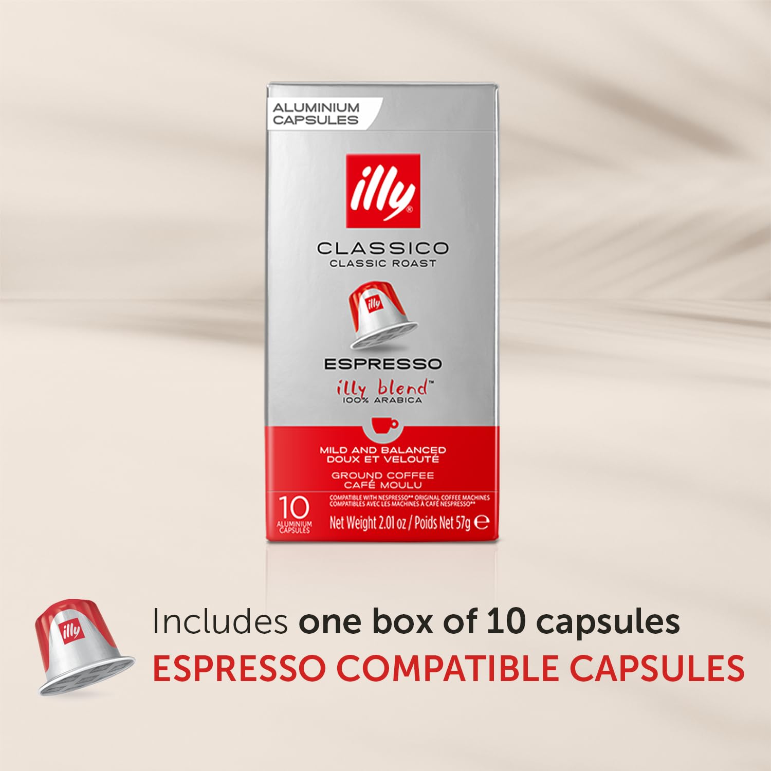 Illy Espresso Compatible Capsules - Single-Serve Coffee Capsules & Pods - Classico Roast - Notes Of Caramel, Orange Blossom & Jasmine Coffee Pods - For Nespresso Coffee Machines – 10 Count