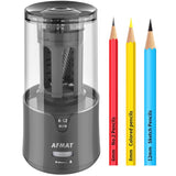 AFMAT Electric Pencil Sharpener, Pencil Sharpener for Colored Pencils, Auto Stop, Super Sharp & Fast, Electric Pencil Sharpener Plug in for 6-12mm No.2/Colored Pencils/Office/Home-Black