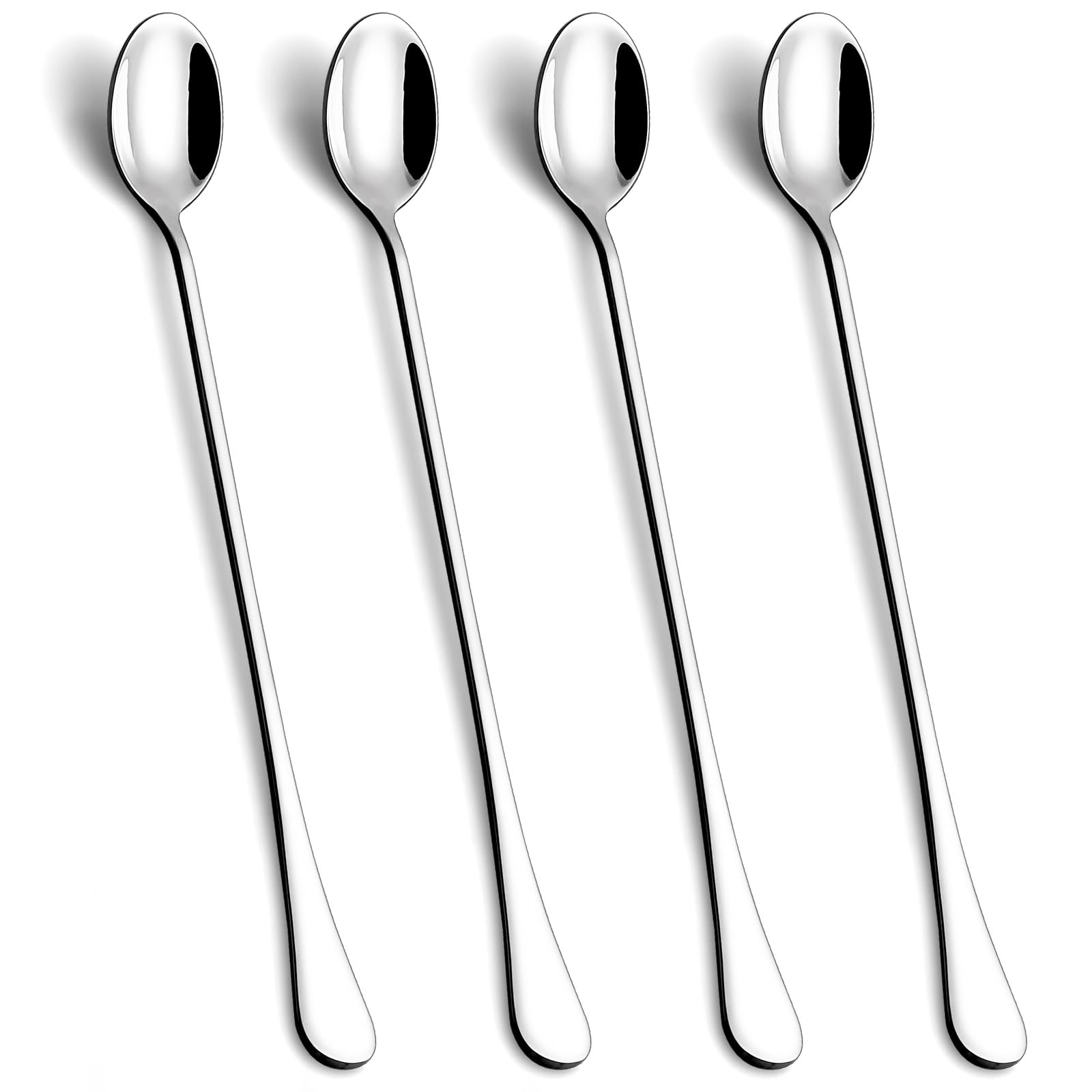 Lovingly Yours 9.5-Inch Long Spoon for Stirring, Ice Cream, Coffee, Cocktail, Stainless Steel Long Handle Iced Tea Spoons Set of 4