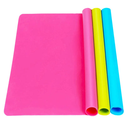 3 Pack Silicone mat Large Silicone Sheets for Crafts, Liquid, Resin Jewelry Casting Molds Mat, Silicone Placemat 15.7" x 11.8" (Blue & Rose Red & Green)