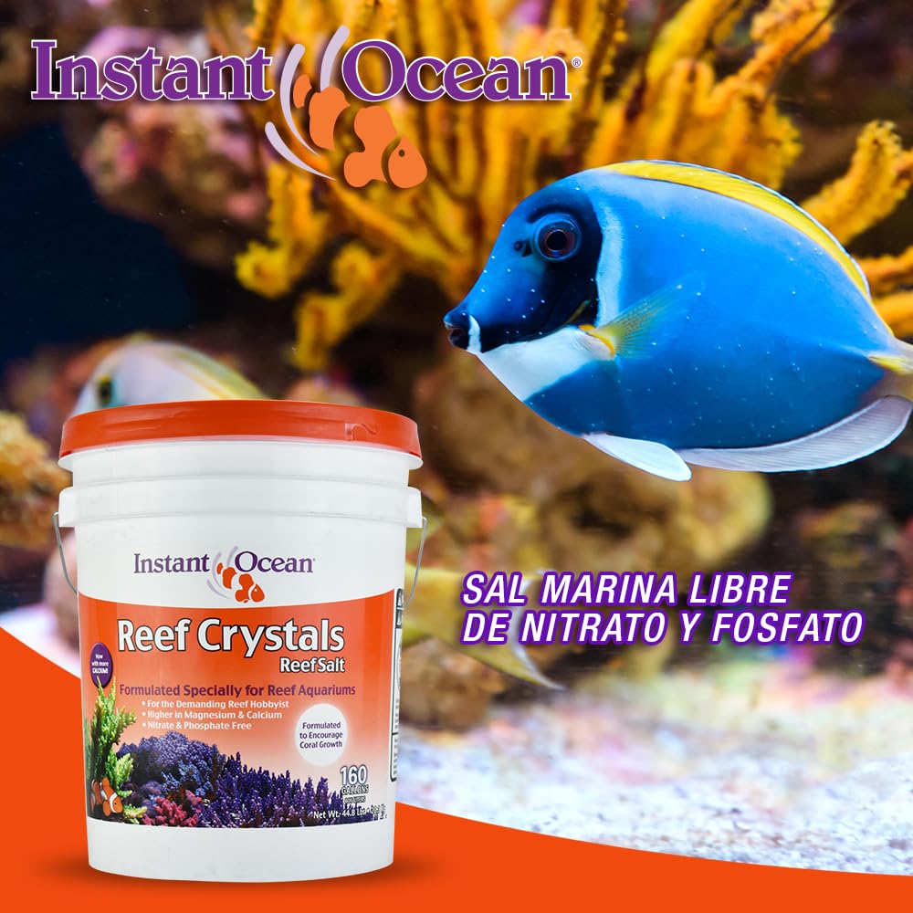 Instant Ocean Reef Crystals Reef Salt For 160 Gallons, Enriched Formulation For Aquariums