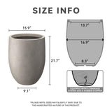 Kante 21.7" H Weathered Concrete Tall Planter, Large Outdoor Indoor Decorative Pot with Drainage Hole and Rubber Plug, Modern Round Style for Home and Garden