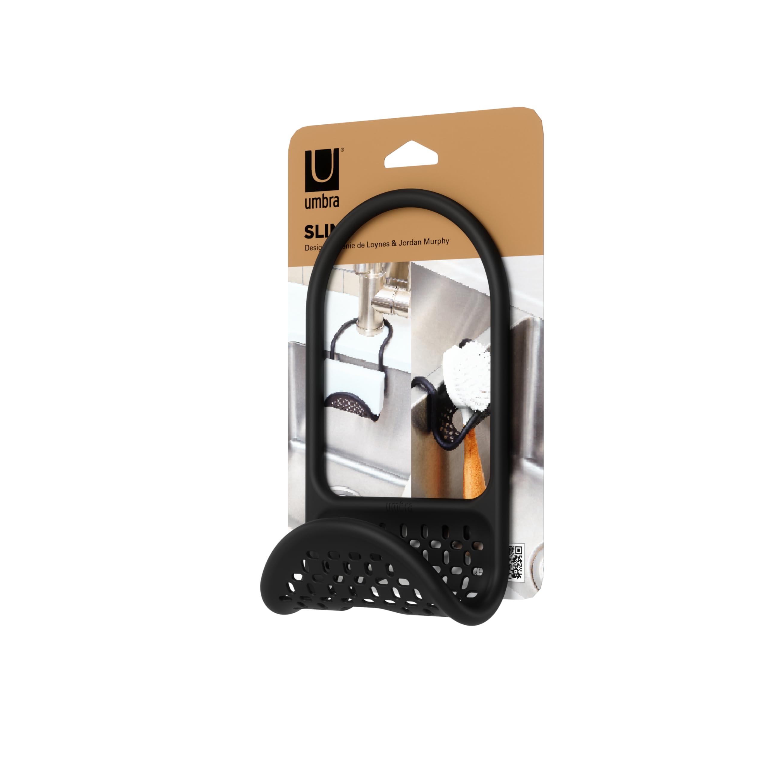 Umbra Sling Kitchen Sink Accessory, Single-Sided Sponge Holder, Black