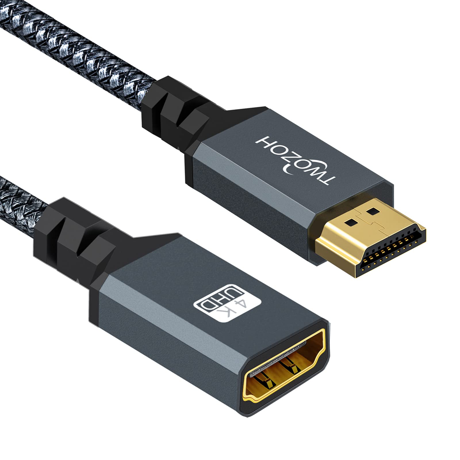 Twozoh HDMI Extension Cable 6.6FT, HDMI Male to Female HDMI Cord, HDMI 2.0 Cable Adapter Support 4K@60Hz 3D HDR