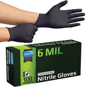 Inspire Black Nitrile Gloves HEAVY DUTY 6 Mil Nitrile Chemical Resistant Medical Cooking Cleaning Disposable Black Gloves (Black Nitrile Box Of 100, Medium)
