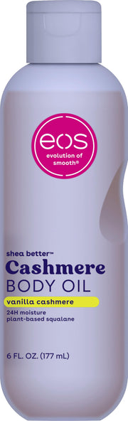 eos Cashmere Body Oil, Vanilla Cashmere, 24 Hour Moisture, Plant-Based Squalane to Soothe, Soften And Smooth Dry Skin, Body Oil, 6 fl oz