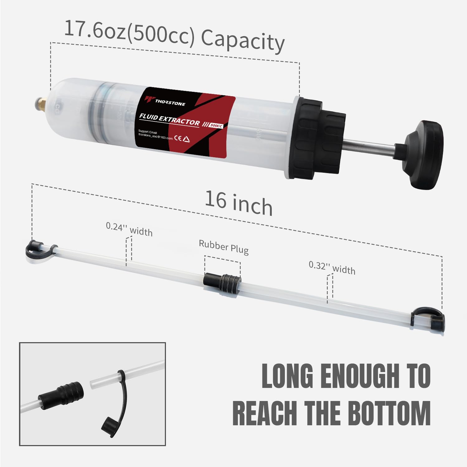 Thorstone Automotive Fluid Extractor Pump, Oil Change Syringe with Hose, Manual Fuel Suction & Filler, Fluid Oil Change Evacuator (7 Oz./0.21 Qt./200 CC)