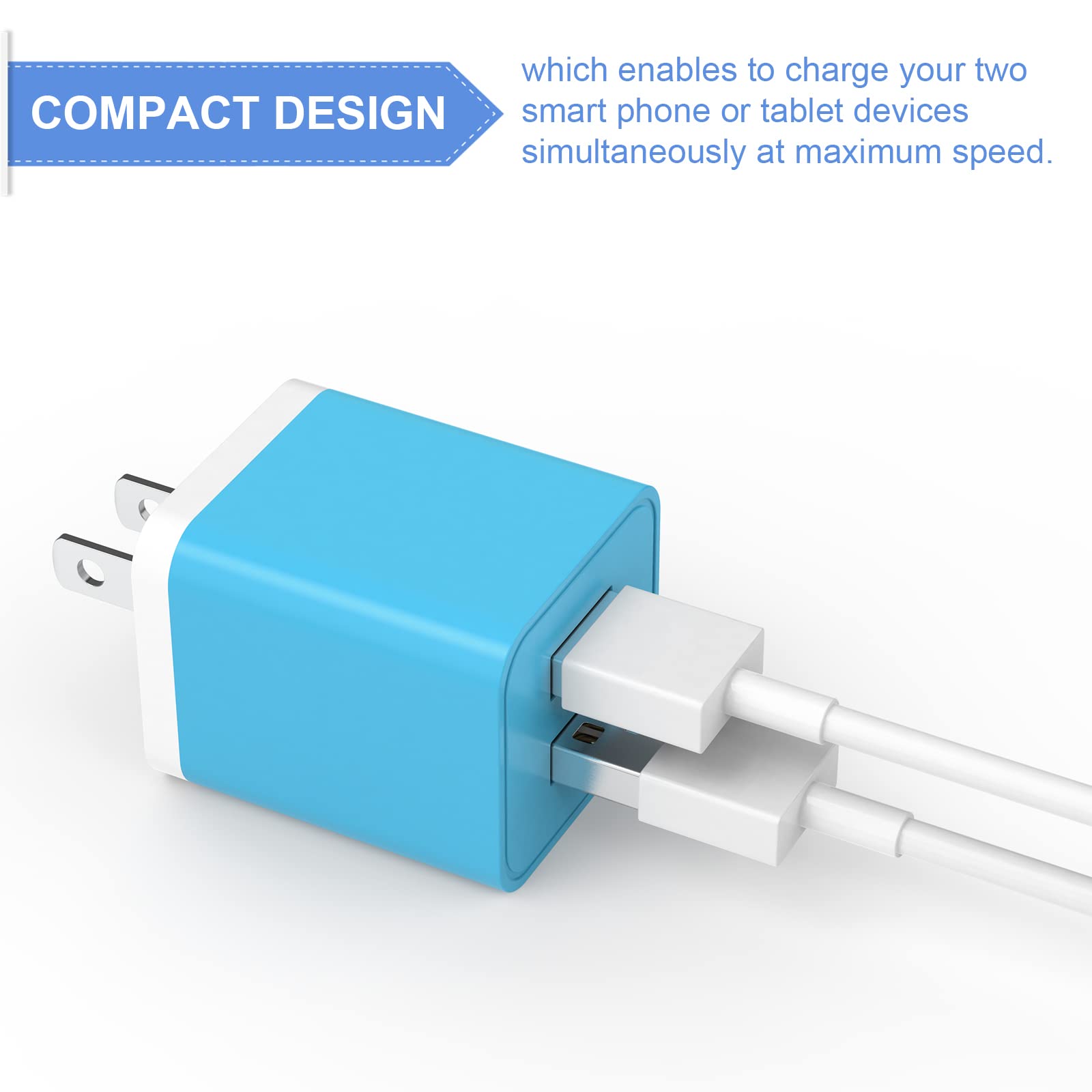 6Pack USB Wall Charger, iGENJUN 2.4A Dual USB Port Cube Power Plug Adapter Fast Phone Charger Block Charging Box Brick for iPhone 17/17 Pro/17 Pro Max/16, Samsung Galaxy, Pixel, LG, Android-Colorful