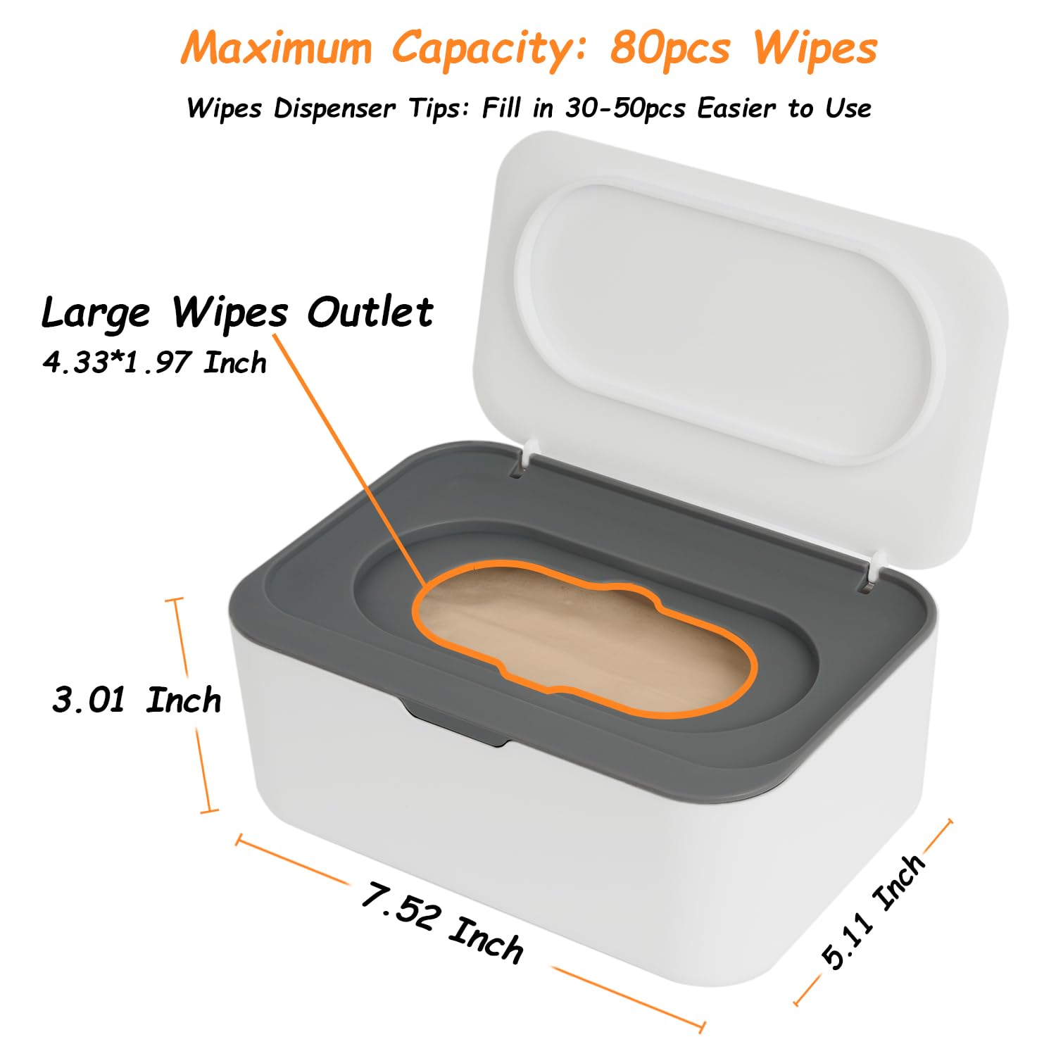 Wipes Dispenser, Wipe Holder for Baby & Adult, Seposeve Refillable Wipe Container, Keeps Wipes Clean. Non-Slip, Easy Pull Wipes Pouch Case, (Grey)