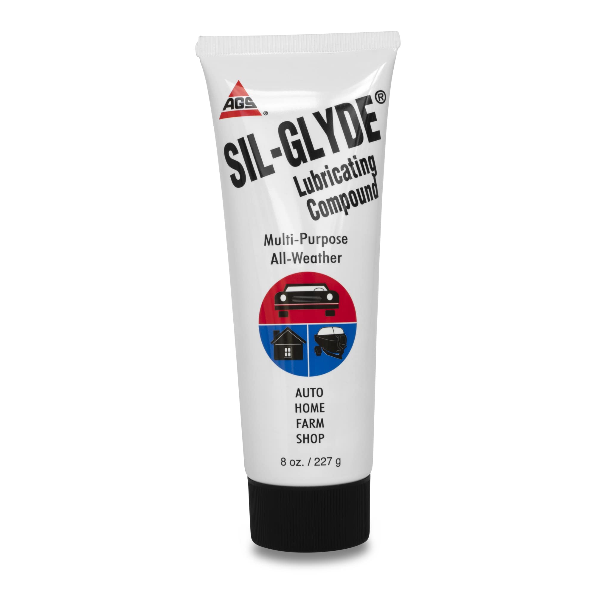 AGS Automotive Solutions SIL-Glyde Multi-Purpose All-Weather Lubricating Compound for All Surfaces - 8 oz Tube, Versitle Multi-Purpose Lubrication, All Weather, Auto, Home, Farm and Shop