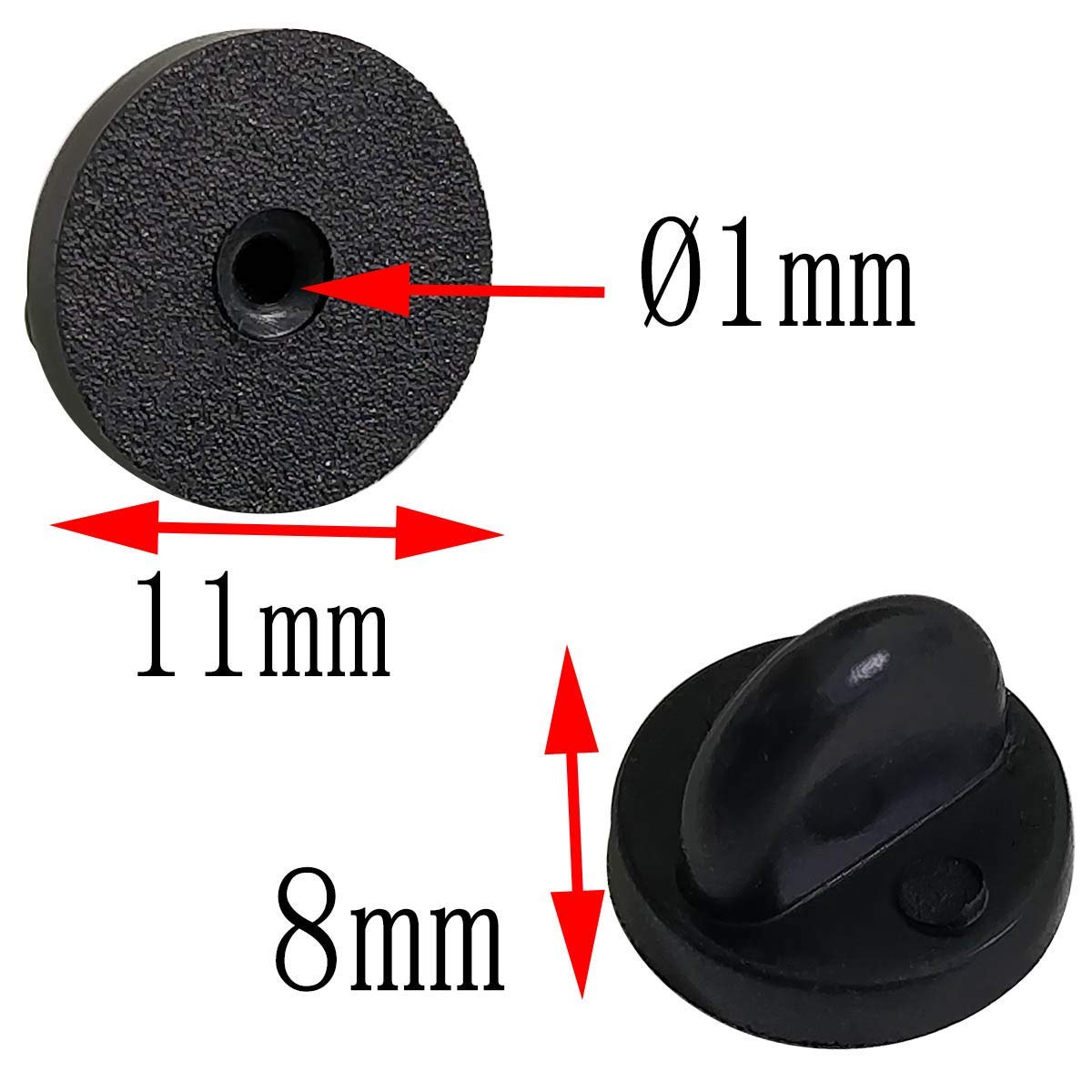 Lapel Pin Backings - Butterfly Clutch Pin Backs in PVC Rubber for Uniform Badge Replacement (Black, Pack of 50)