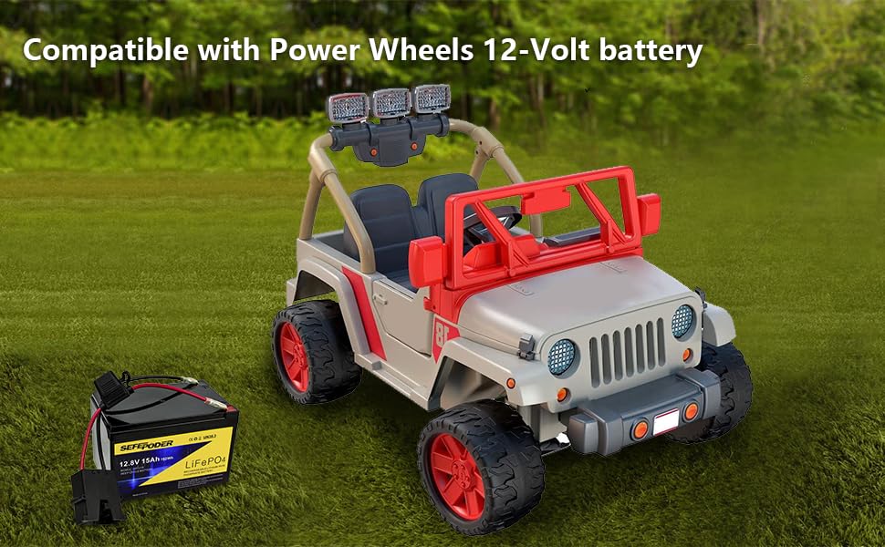 SEFEPODER Replacement Battery Compatible with Fisher Price Power Wheels 12 Volt,12V 15Ah Lifepo4 Lithium Ion Rechargeable Battery for Power Wheels Ride-On Vehicles