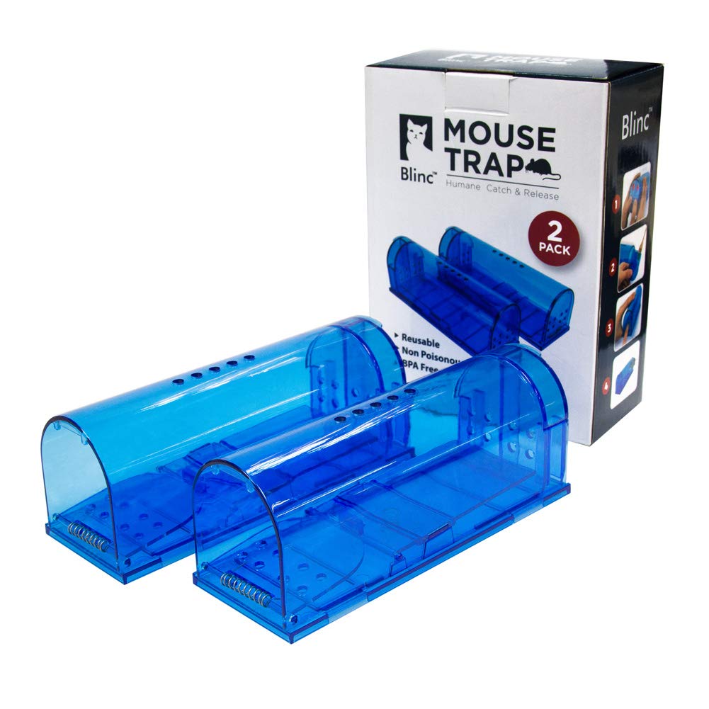 Humane Mouse Trap | Catch and Release Mouse Traps That Work | Mice Trap No Kill for mice/Rodent Pet Safe (Dog/Cat) Best Indoor/Outdoor Mousetrap Catcher Non Killer Small Capture Cage (Blue)