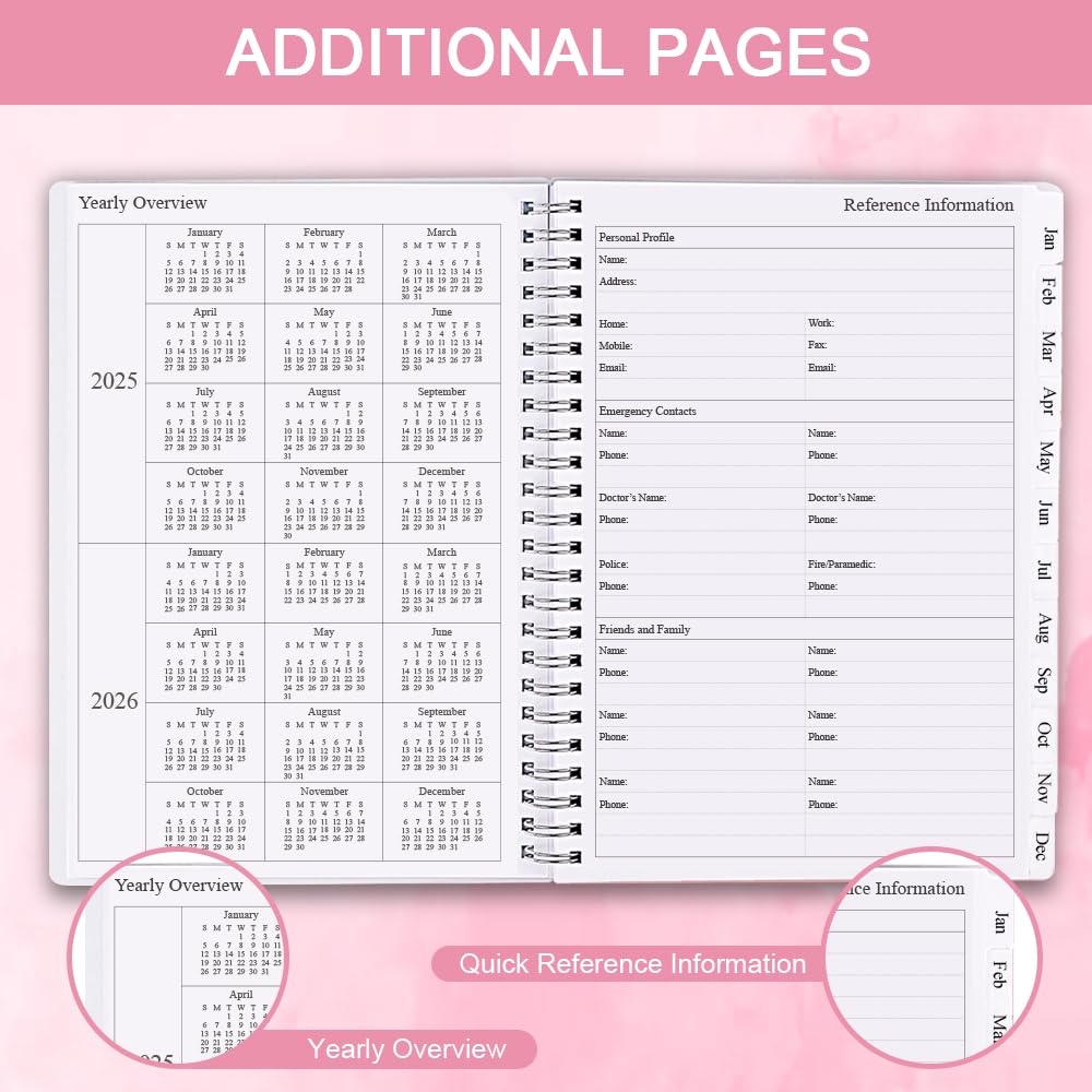 2025 Planner - Weekly & Monthly Planner Runs Jan 2025 to Dec 2025, 6.25" x 8.25", 12 Monthly Tabs, 14 Notes Page, Plastic Pocket, Flexible Cover with Twin-Wire Binding, Twig Planners 2025