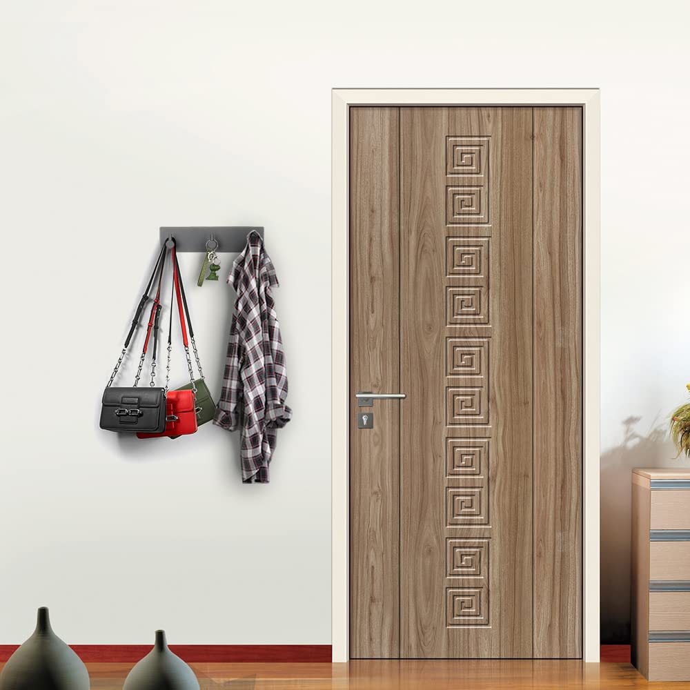 VIRFIN Key Holder for Wall with 2 Self-Adhesive Tapes, No Damage Key Holder Rack for Wall with 3 Key Hooks for Entryway, Door, Bathroom, Kitchen(Black)