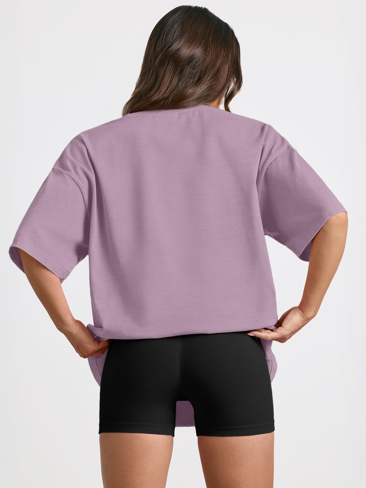 Trendy Queen Womens Oversized Summer T Shirts Back to School Fashion Clothes Workout Plus Size Tops Short Sleeve 2025 DarkPink L