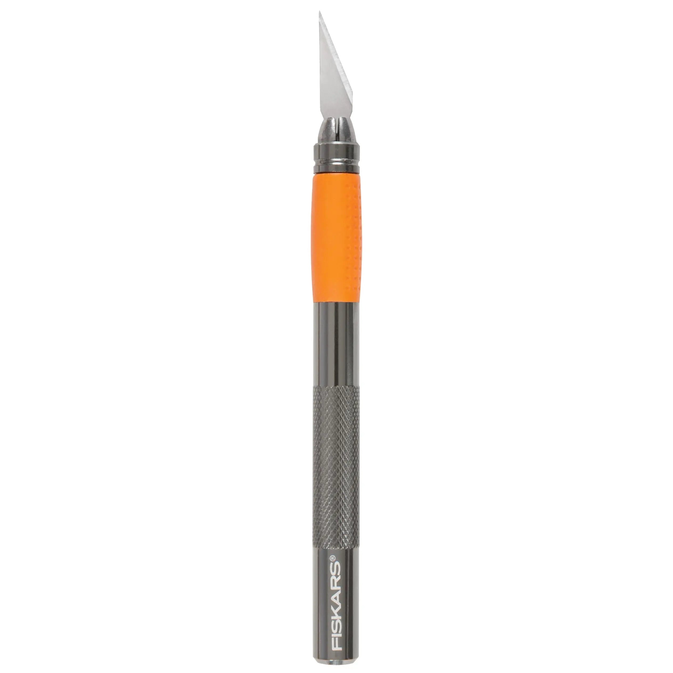 Fiskars SoftGrip Detail Craft Knife - 8" Exacto Knife for Crafting - Multi-Use Exacto Blade Included with Protective Cover