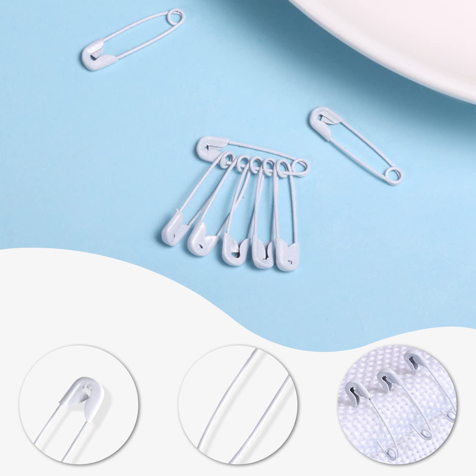 120pcs Safety Pins, 19mm Mini Safety Pins for Clothes Metal Safety Pin for Clothing Sewing Handicrafts Jewelry Making (White)