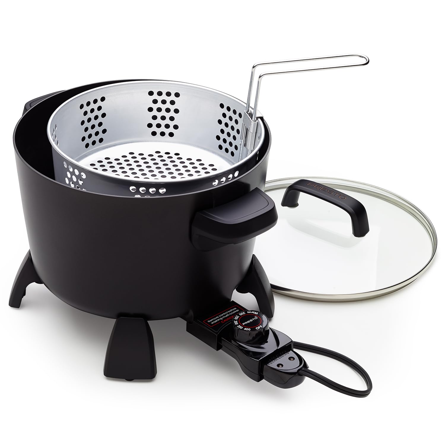 Presto 8-Quart Big Kettle, Steamer and Deep Fryer Multi-Cooker, Black