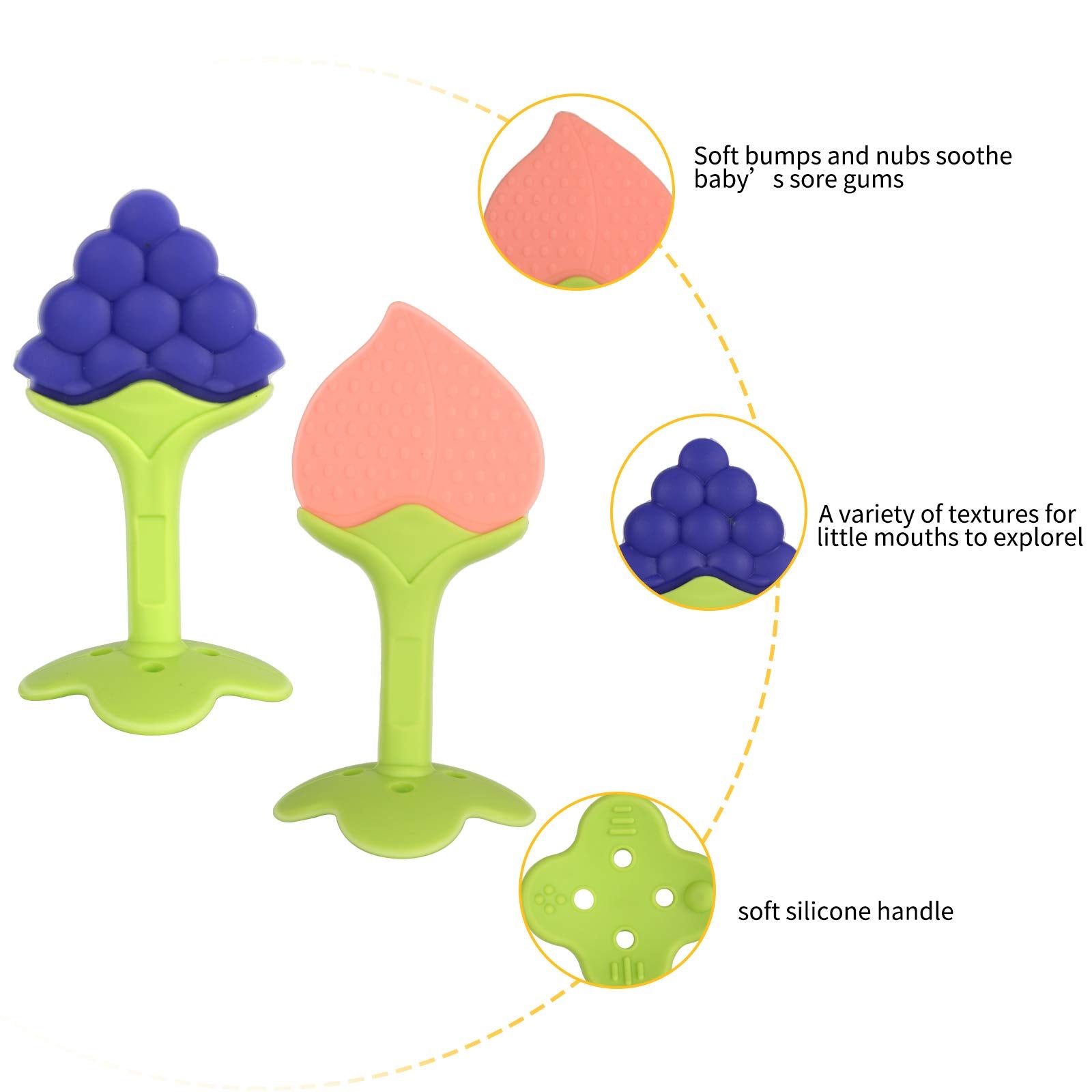 Haili XMGQ Baby Teething Toys 3-6 Months, Silicone Baby Teether Freezer BPA Free, Babies Teething Relief Sore Gums, Banana Finger Toothbrush, Fruit Shape Giraffe Teether for Infant Boys and Girls