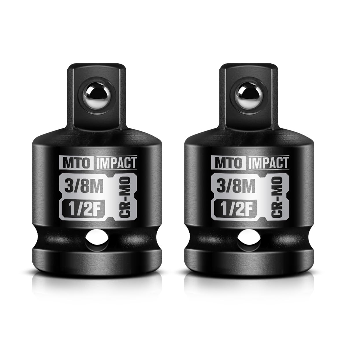MTO 2-Piece 1/2" Female to 3/8" Male Impact Socket Adapter Set, 1/2" Drive Impact Driver Conversions for Impact Wrench, Chrome Molybdenum Alloy Steel