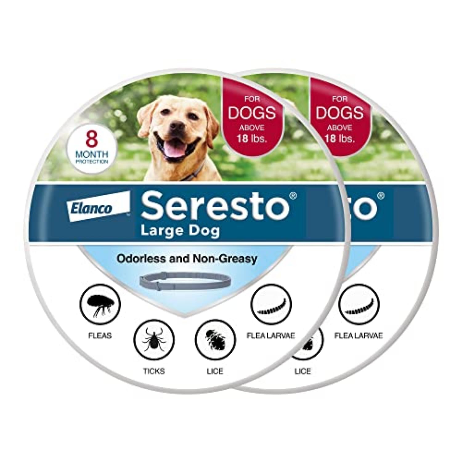 Seresto Large Dog Vet-Recommended Flea & Tick Treatment & Prevention Collar for Dogs Over 18 lbs. | 8 Months Protection