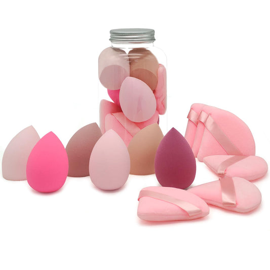 6+6 Professional Makeup Sponge Set,2.76 inch Portable Soft Sponge Setting Face Puffs,Multicolor Makeup Blending Sponge Cosmetic Applicator for Loose Powder,Liquid,Facial Makeup Tools（Pink)