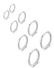 Gabry&jwl 316L Surgical Stainless Steel Hoop Earrings - 6mm, 8mm, 10mm, 12mm Silver Huggie Earrings - Hypoallergenic Cartilage Hoops for Helix, Lobes
