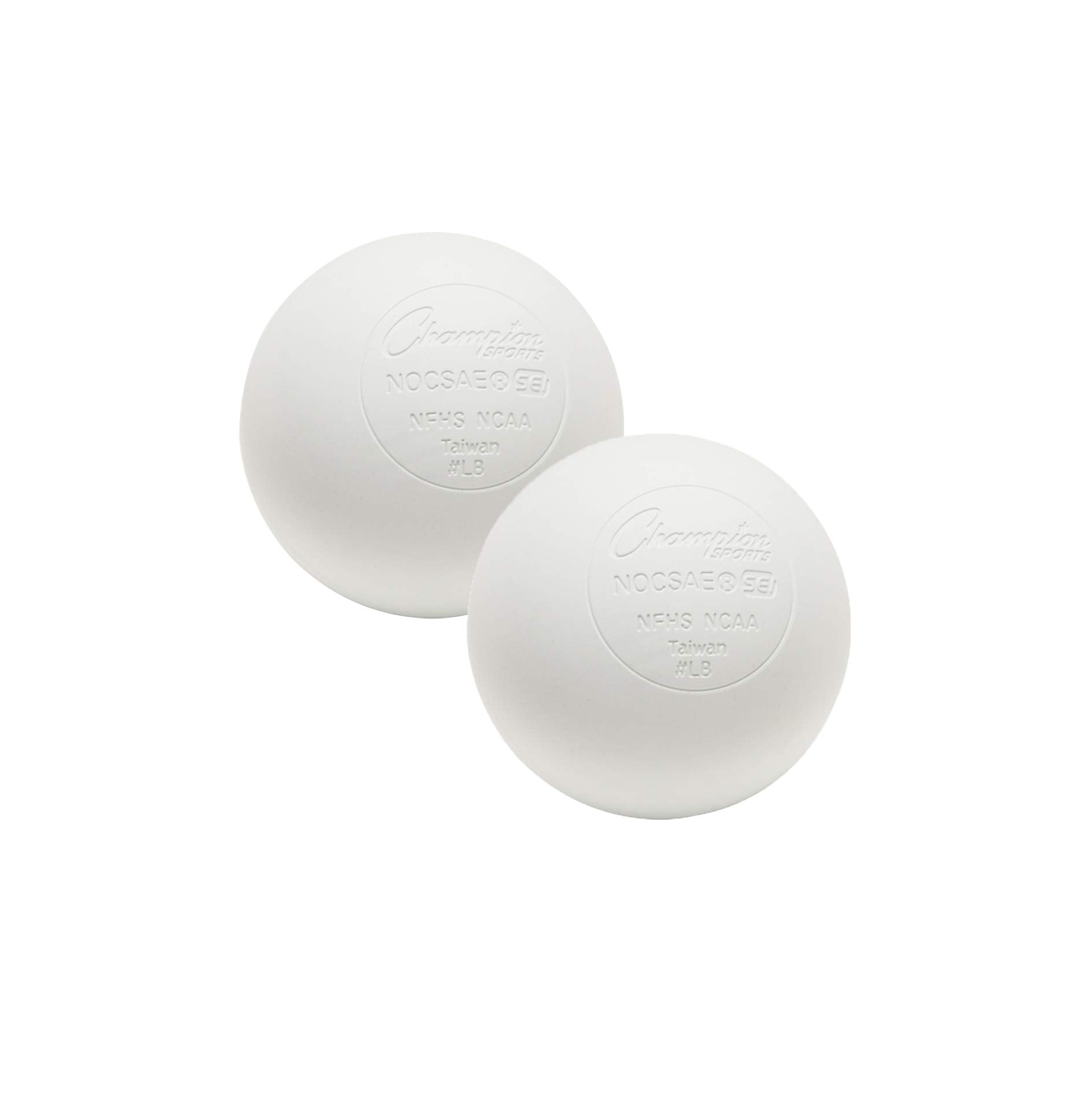 Champion Sports Colored Lacrosse Balls: White Official Size Sporting Goods Equipment for Professional, College & Grade School Games, Practices & Recreation - NCAA, NFHS and SEI Certified - 2 Pack