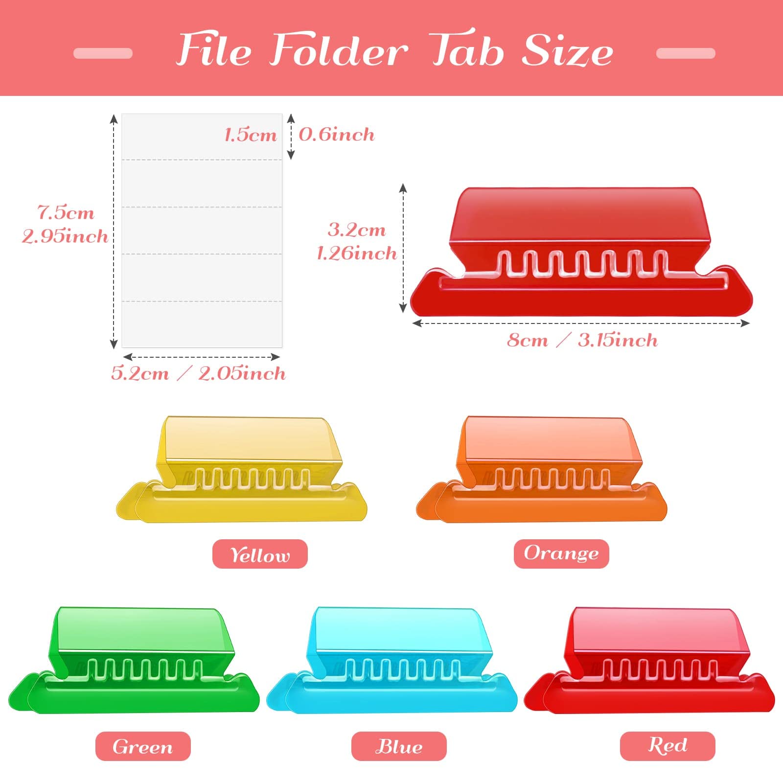 File Folder Tabs, Paxcoo 50 Sets Hanging File Folder Tabs and Inserts, Plastic Tabs for Hanging Folders, Multicolor