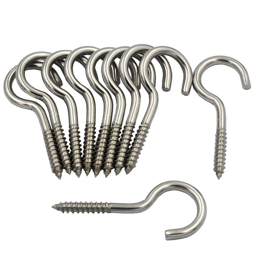 DGOL 10 pcs 2-1/2 Inch 304 Stainless Steel Screw-in Hooks Eye Bolt Ceiling Hook Screw Hanger Open Loop