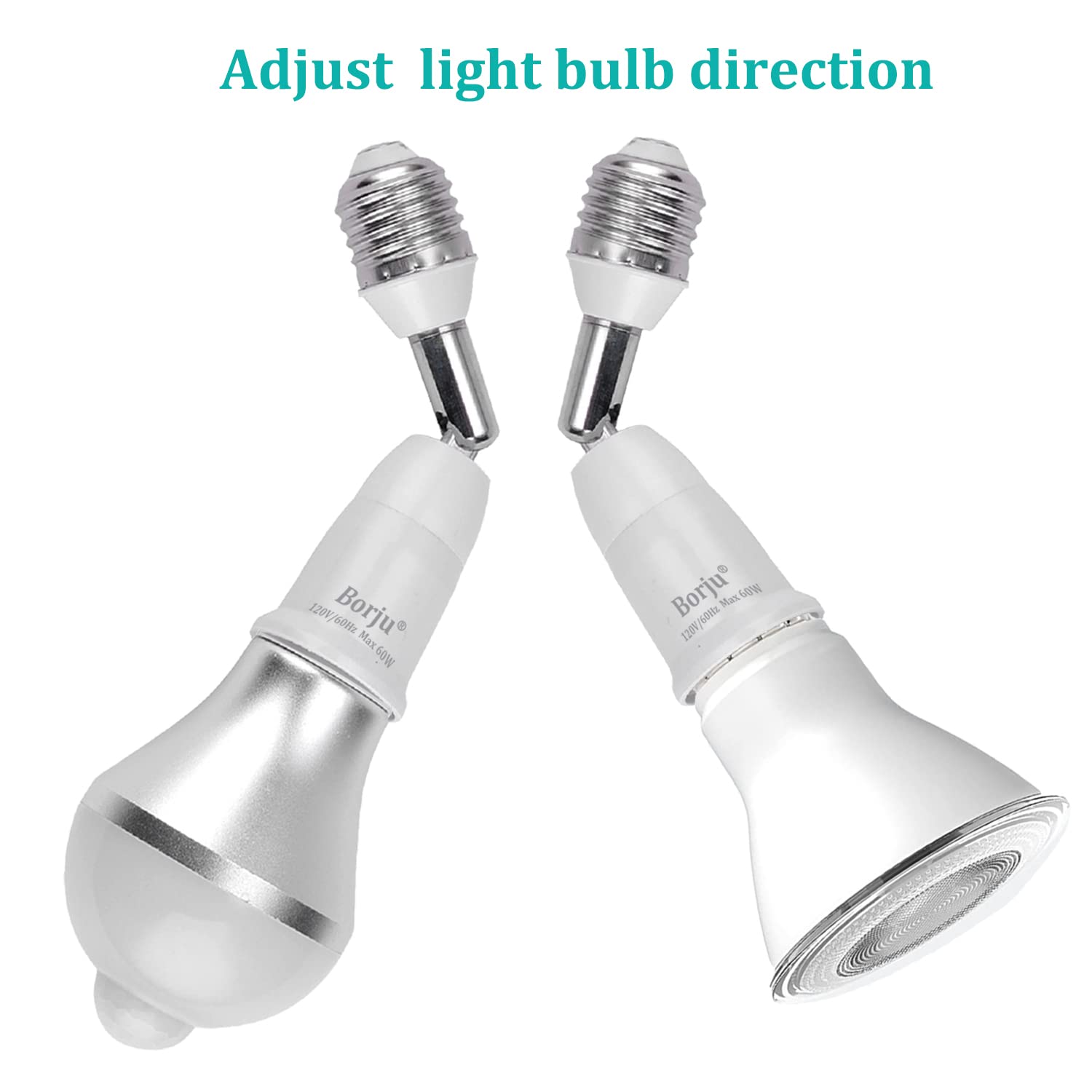 Borju Light Socket Extender [2-Pack], 4.5 Inch Extension, 360° Adjustable Socket, White